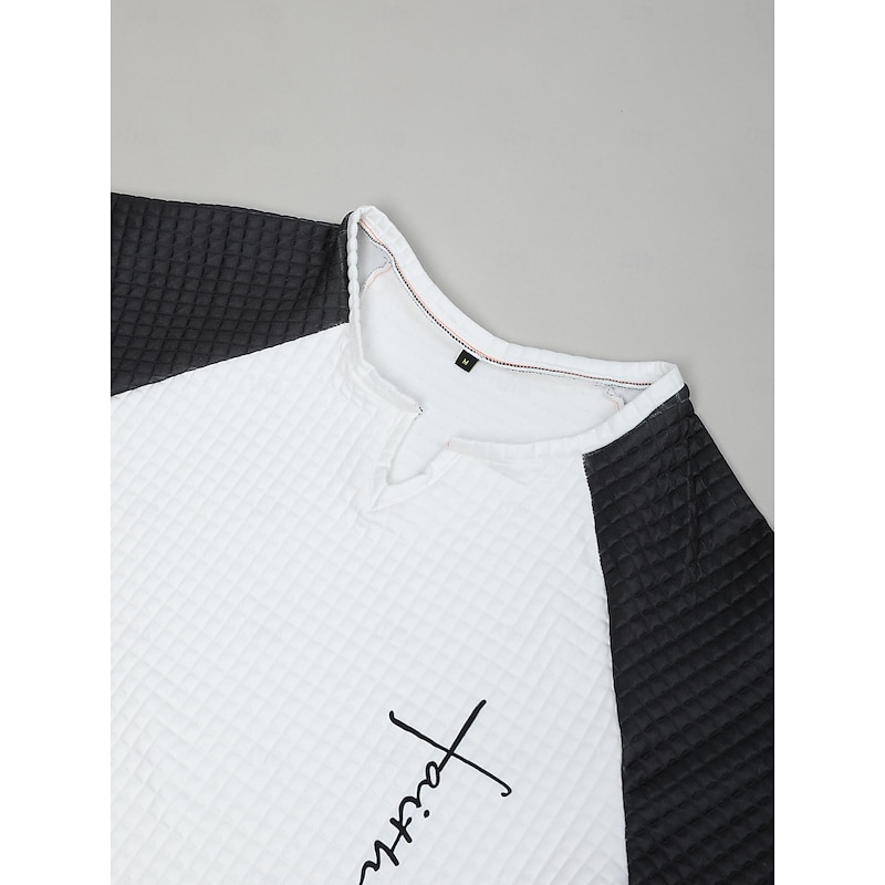 Men's Graphic Letter Faith T Shirt Raglan T Shirt Waffle T Shirt Long Sleeve T shirt 3D Print V Neck Shirt Daily Classic Outdoor Sports Outdoor Casual Going out White Brown Dark Blue Spring &  Fall4