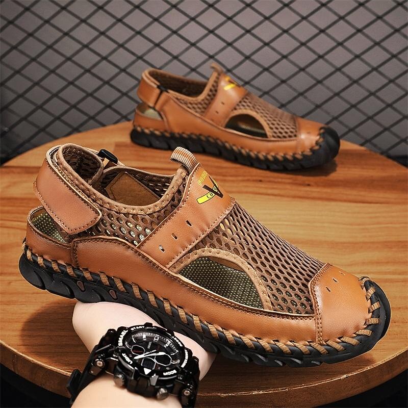Men's Brown Mesh Sandals – Breathable and Stylish Summer Shoes for Beach, Vacation & Outdoor Activities3