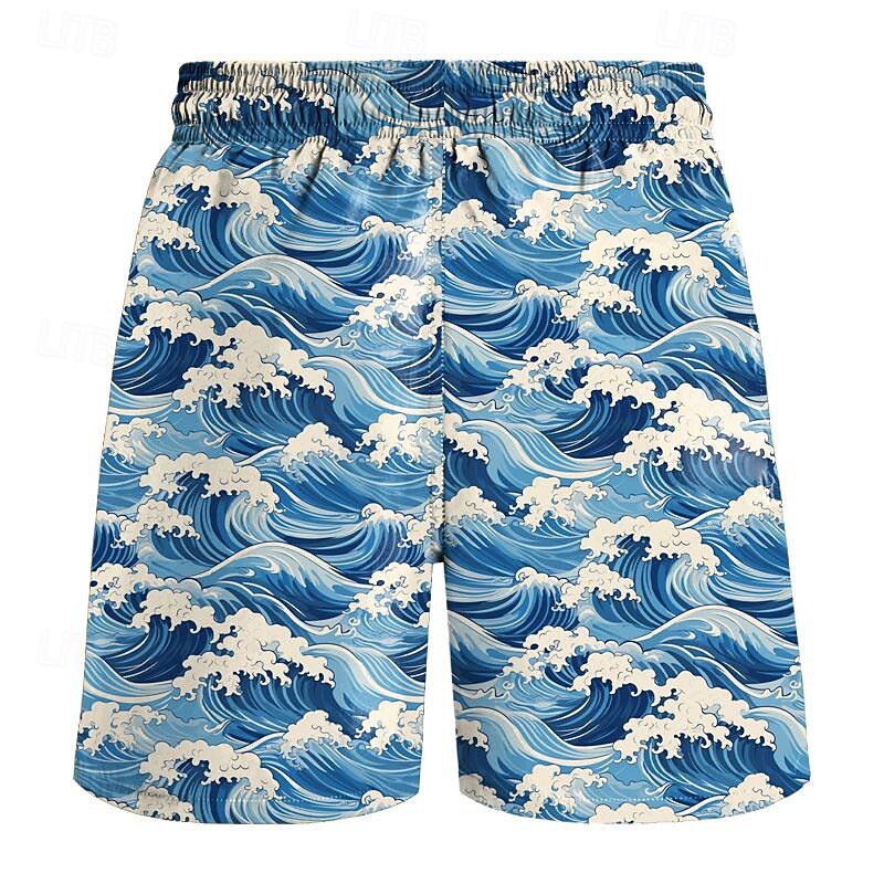 Men's Spray Swim Shorts Board Shorts Swimming Trunks Mid Waist Vacation Hawaiian Holiday Vacation Holiday Beach Drawstring with Mesh lining Elastic Waist Designer Clothing Apparel4