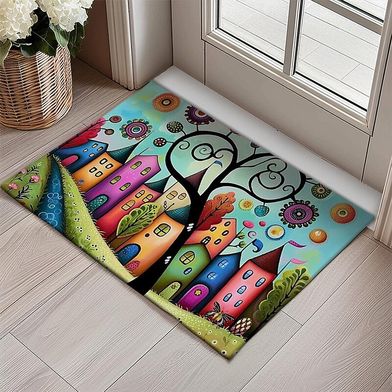 Colorful Houses Doormat Floor Mats Washable Rugs Kitchen Mat Non-Slip Oil Proof Rug Indoor Outdoor Mat Bedroom Decor Bathroom Mat Entrance Rug4
