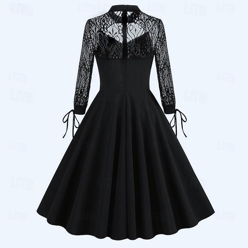 Retro Vintage 1950s Rockabilly Dress A-Line Dress Swing Dress Solid Color Fancy Dress Women's Halloween Carnival Masquerade Party Bachelorette Party Adults Dress Homecoming Dresses2