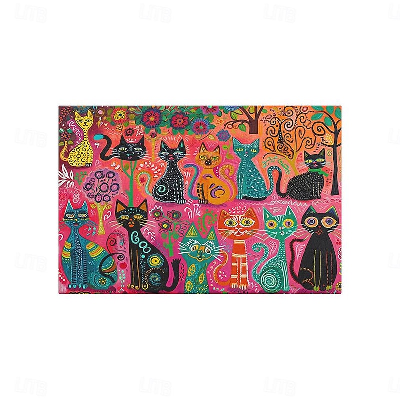 Linens Dining Table Placemats Doodle Art Cat Series Waterproof Oil Proof and Insulated Household Dining Table Mats Heat Resistant Waterproof Oil Proof and Insulated Household Dining Table Mats for Kitchen Coffee Center Table Side Party 1PC3