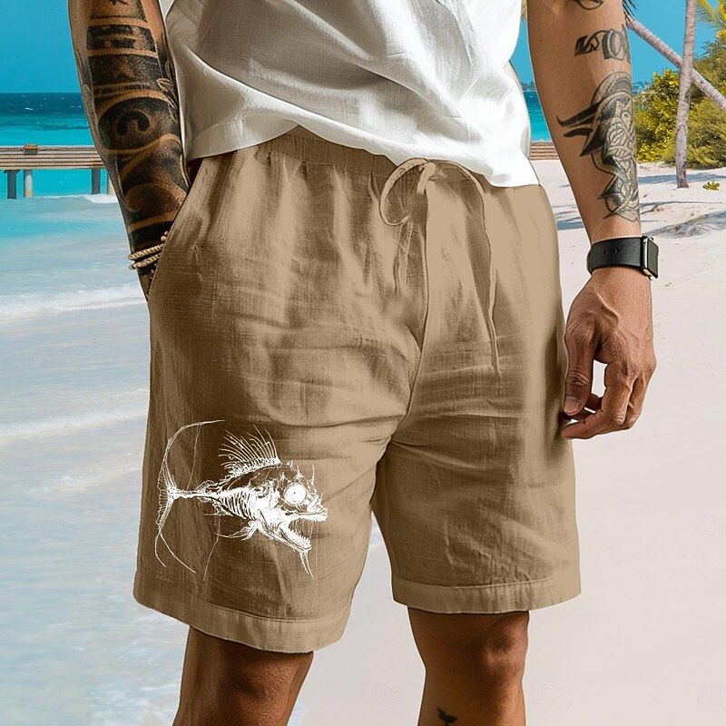 Men's Animal Fish Marine Life Shorts Summer Shorts Beach Shorts Mid Waist Hawaiian Casual Outdoor Holiday Going out Drawstring Elastic Waist Print Designer Clothing Apparel4