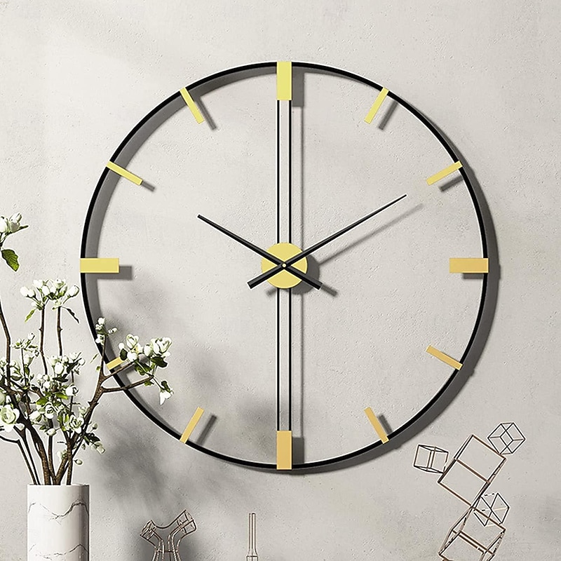 Metal Round Large Wall Clock Creative Wrought Iron Clock Retro Wrought 60 cm Silent Wall Clock Non-Ticking Battery Operated for Home Kitchen Cafe Hotel Office2