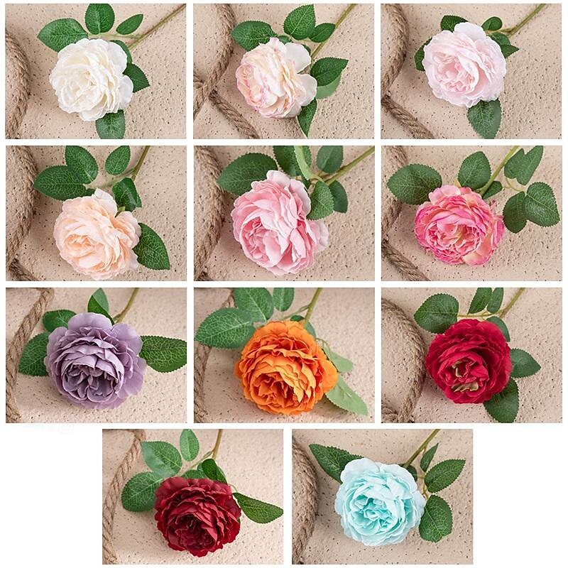 5 Pcs Western Rose Core Peony Single Head Simulation Flower Home Decoration Wedding Handheld Flower Artificial Flower3