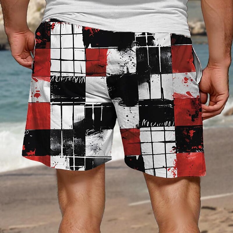 Men's Color Block Colorful Swim Shorts Board Shorts Swimming Trunks Mid Waist Hawaiian Casual Holiday Beach Drawstring with Mesh lining Elastic Waist Designer Clothing Apparel2
