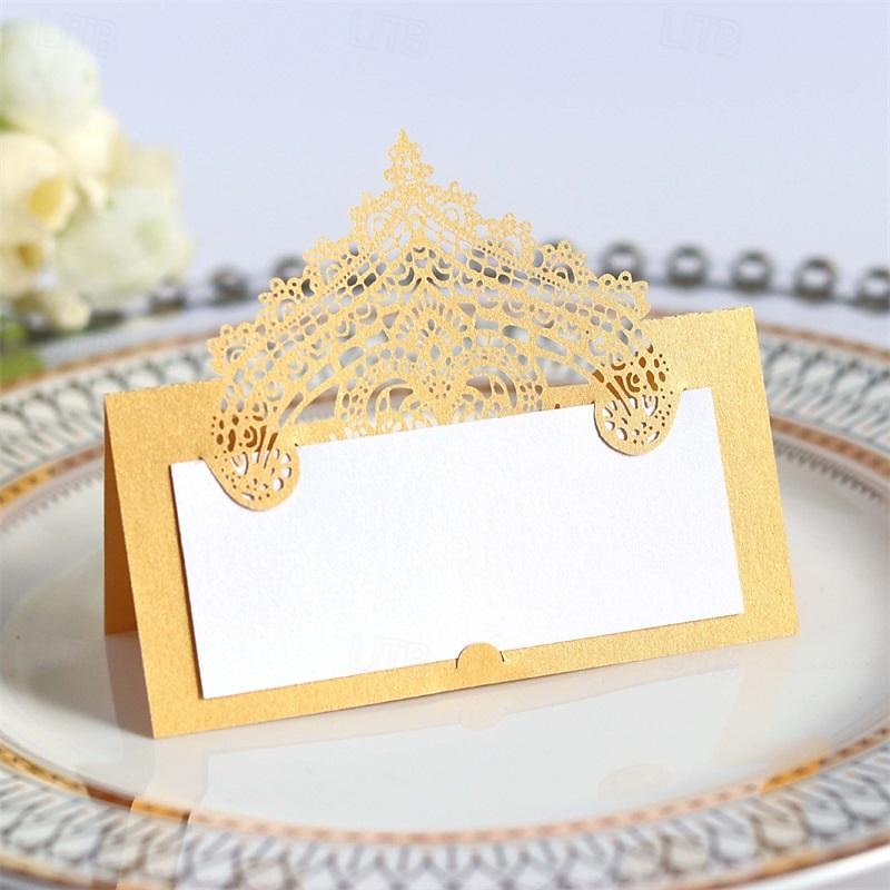 50 Pcs 3D Lace Seat Card Laser Hollowed Out Holiday Handwritten Card Wedding Table Card Name Card3
