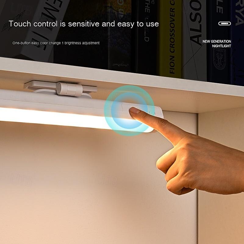 LED Cabinet Light Desk Lamp Student Dormitory Reading Light Study Magnetic LED Cool Light USB Rechargeable Three-Tone Light Touch Bedside Night Light4