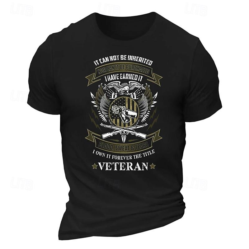 Veterans Day Men's Patriot Patriotic Veteran American US Flag T shirt Tee Top Cotton Short Sleeve Graphic Shirt Black 4 Black 1 Black 5 Comfortable Tee Street Holiday Fashion Designer