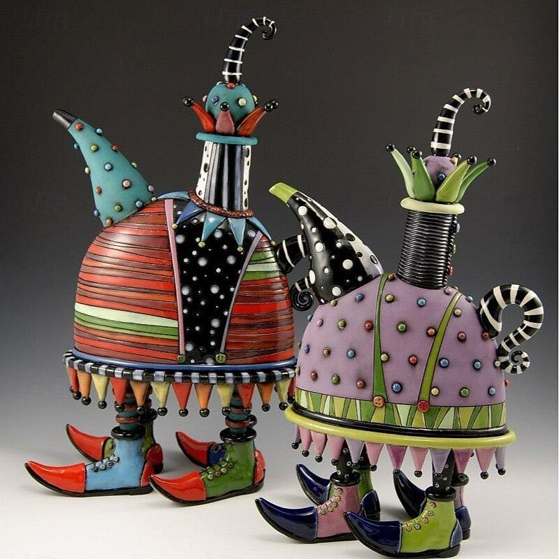 COLORFUL CREATIVE TEAPOT DECORATION, Colorful Resin Teapot Home rnaments 2025 - $30.99