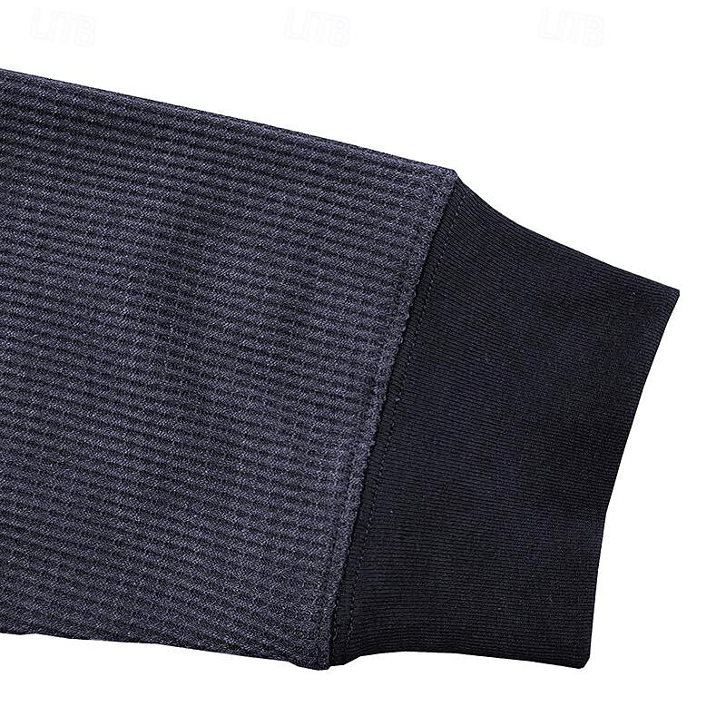 Men's Waffle Tee Waffle Shirt Button T Shirt T Shirt Long Sleeve Henley Spring & Fall Plain Fashion Designer Basic Button-Down Vacation Street Going out Black Wine Navy Blue Top Tee for Men 10