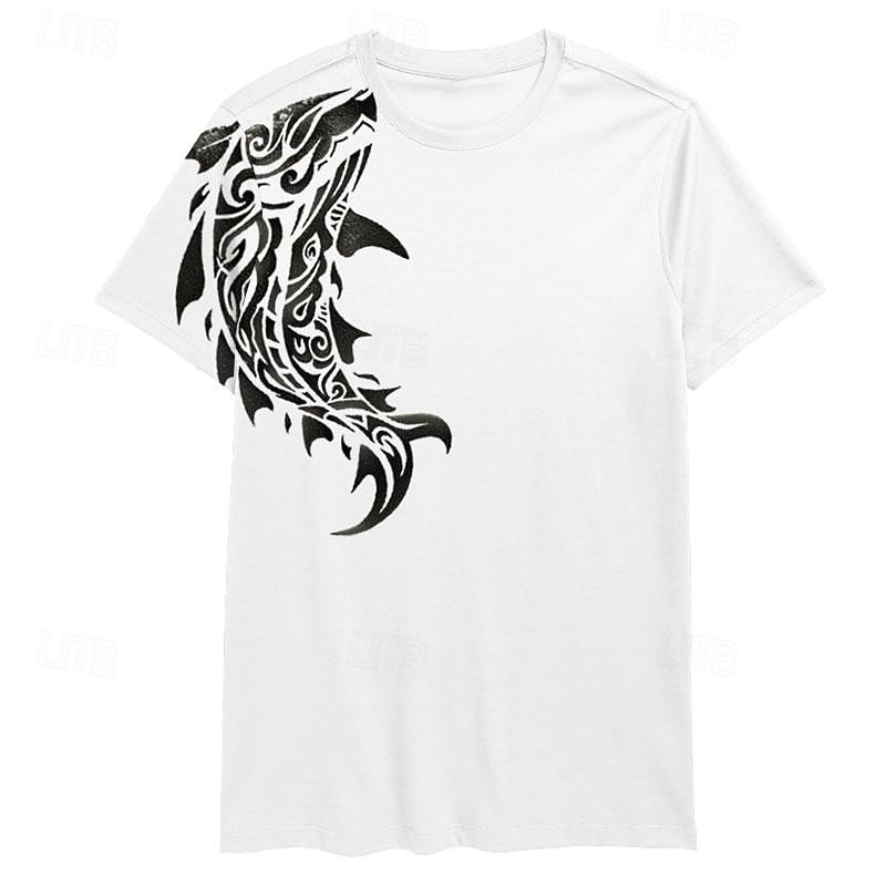 Men's Graphic Fish T Shirt Tee Top Short Sleeve T shirt 3D Print Crew Neck Shirt Vacation Hawaiian Resort Style Sports Outdoor Holiday Going out Black White Sky Blue Spring & Summer Clothing Apparel3