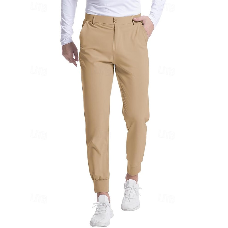 Men's Golf Pants Trousers Casual Pants Buttons Pocket Elastic Cuff Plain Comfort Sports Outdoor Daily Fashion Casual Dark Brown ArmyGreen Micro-elastic