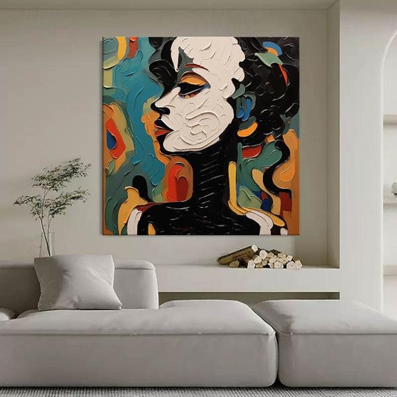 Hand painted Abstract Human Face Palette painting handmade Canvas Art Beautiful Abstract Woman Palette knife painting Wall Art Woman Texture Oil Painting4