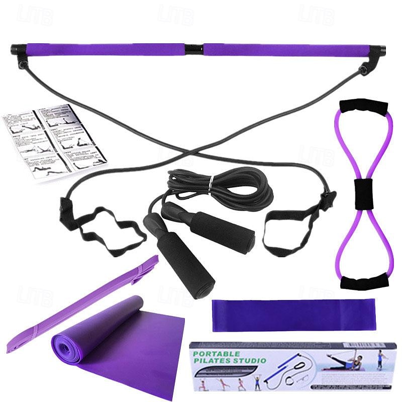 Pilates Fitness Rod Eight piece Set Latex Resistance Belt Elastic Ring 8-shaped Puller2