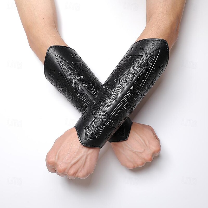 Retro Vintage Medieval Renaissance Armor Wristband Armband Pirate Viking Crusader Archery Fancy Dress Men's Women's Viking Fantasy Carnival Masquerade LARP Adults 1 Wrist Brace / IF YOU NEED A PAIR3