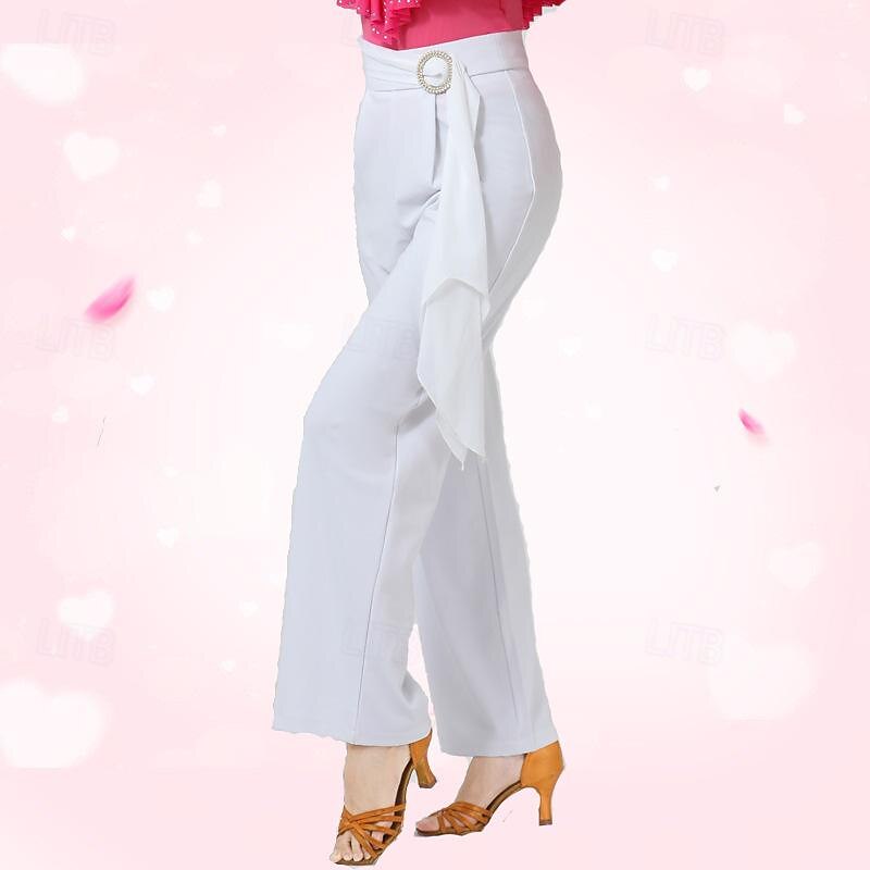 Latin Dance Ballroom Dance Pants Pure Color Splicing Tulle Women's Performance Training High Spandex4