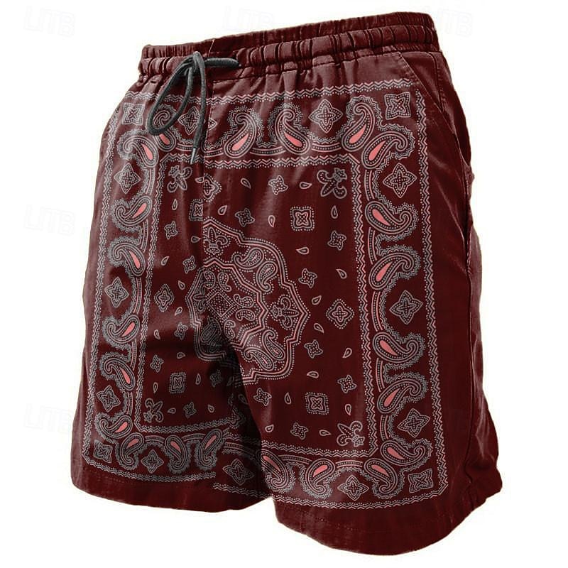 Men's Paisley Swim Trunks Swim Shorts Board Shorts Mid Waist Vacation Hawaiian Ethnic Vacation Holiday Beach Drawstring with Mesh lining Elastic Waist Designer Clothing Apparel3