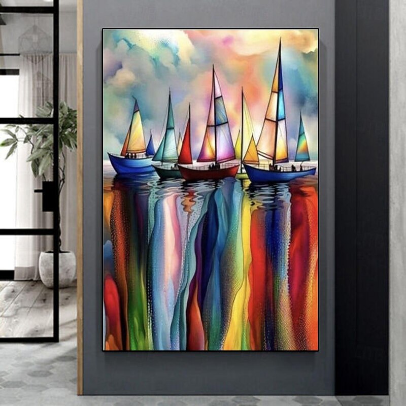 100% large Handmade Abstract boat ocean Oil Painting On Canvas Sailors paintings seascape oil painting Wall Art painting for Modern artwork Home Decoration2