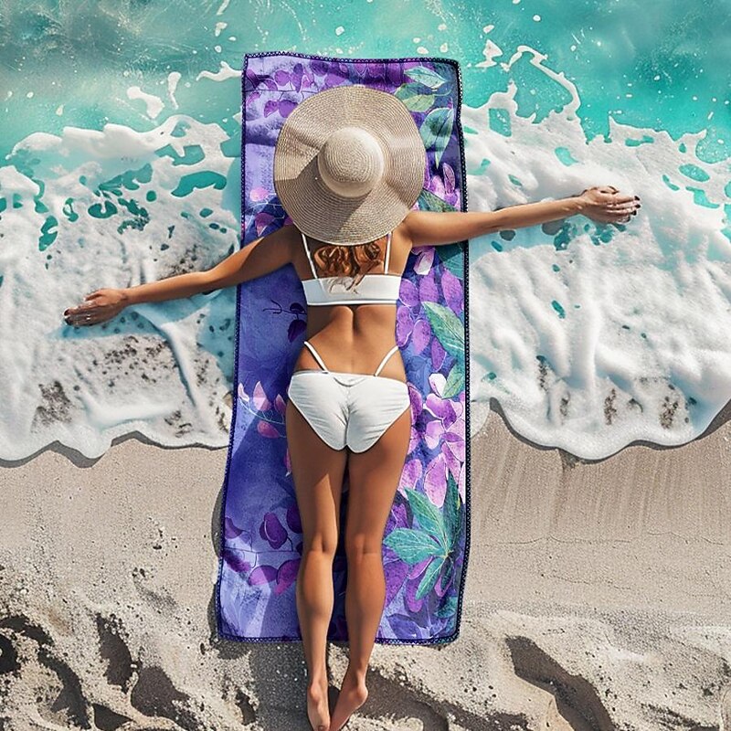 Floral Beach Towel,Beach Towels for Travel, Quick Dry Towel for Swimmers Sand Proof Beach Towels for Women Men Girls Kids, Cool Pool Towels Beach Accessories Absorbent Towel4