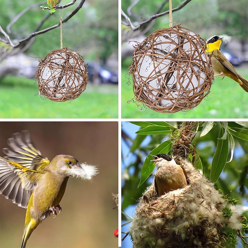 Handmade Birdhouse and Birdhouse Materials - 2025 New Bird Nesting Ball Material for Wild Birds, Hummingbird Nesting Humming Bird House Material Gifts for Bird Watching Nature Lovers3