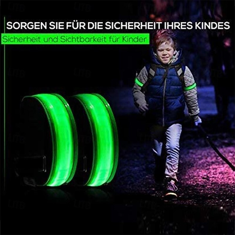 Luminous Arm Straps for Night Run USB Charging LED Luminous Night Running Armband Bracelet Outdoor Sports Reflective Safety Belt Bicycle Cycling Glowing Wristband 1PC3