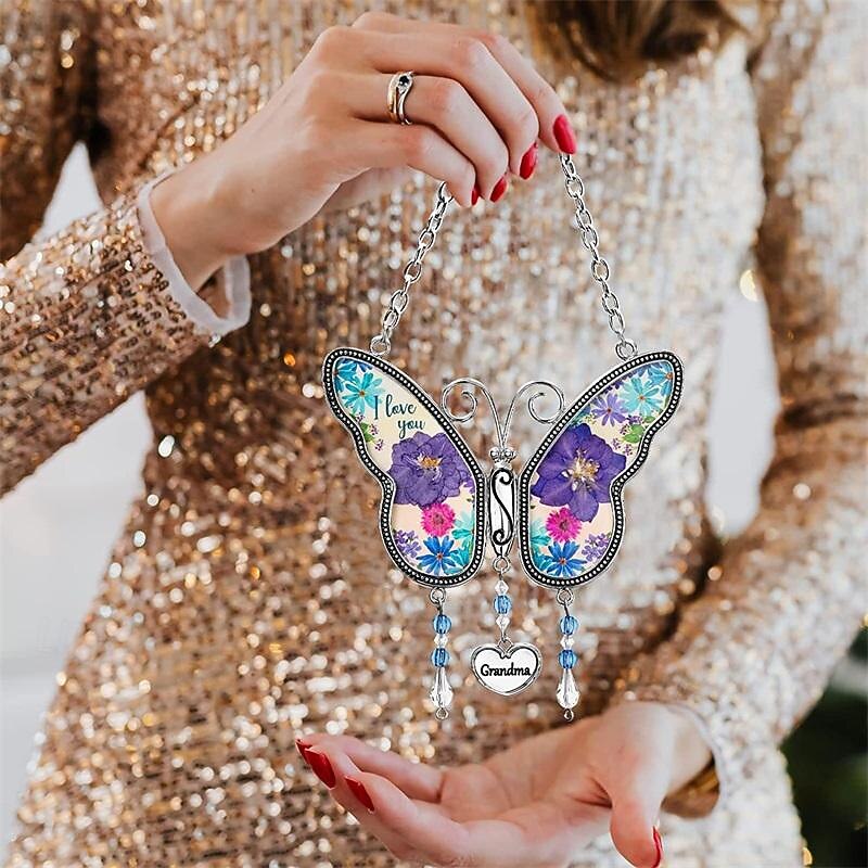 Mother's Day Gift Metal Butterfly Wind Chime Decoration Handmade Garden Pendant Pendant Grandmother's Birthday Gift2