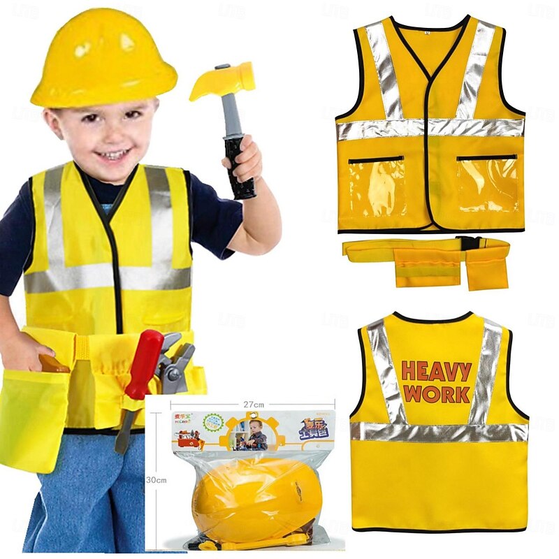 Boys Girls' Worker Cosplay Costume Outfits For Masquerade Cosplay Kid's Vest Hat2