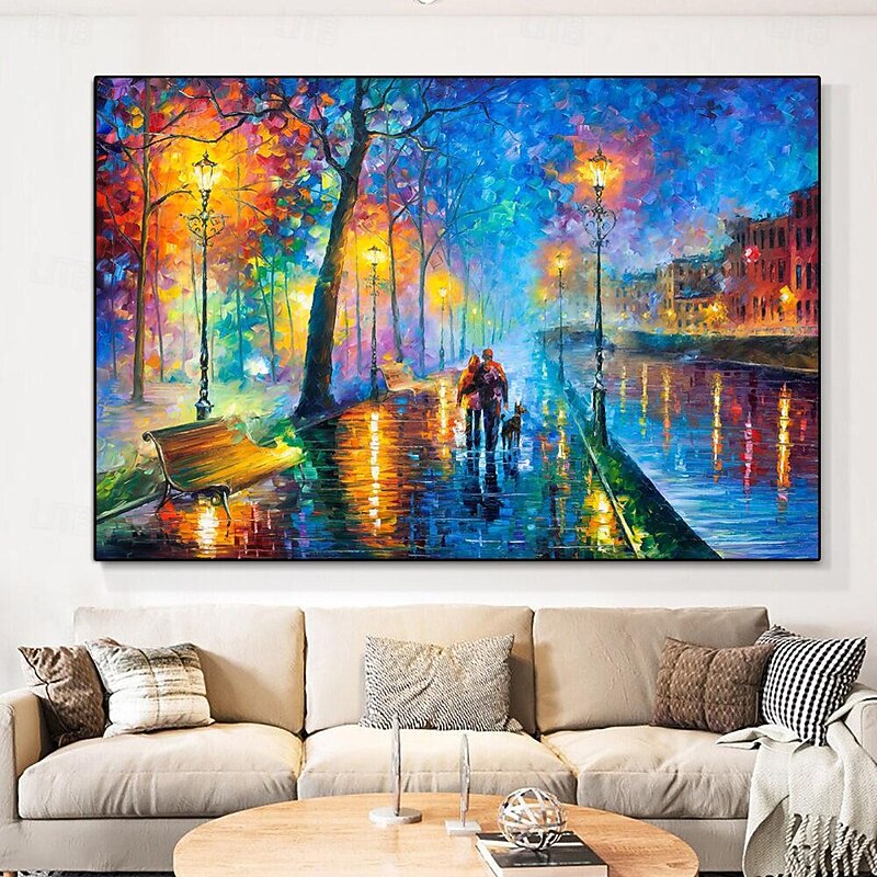 Large Romantic Artwork Giclee painting On Canvas hand painted  handmade Melody Of The Night oil painting Canvas Wall Art landscape wall painting for living room bedroom wall decoration
