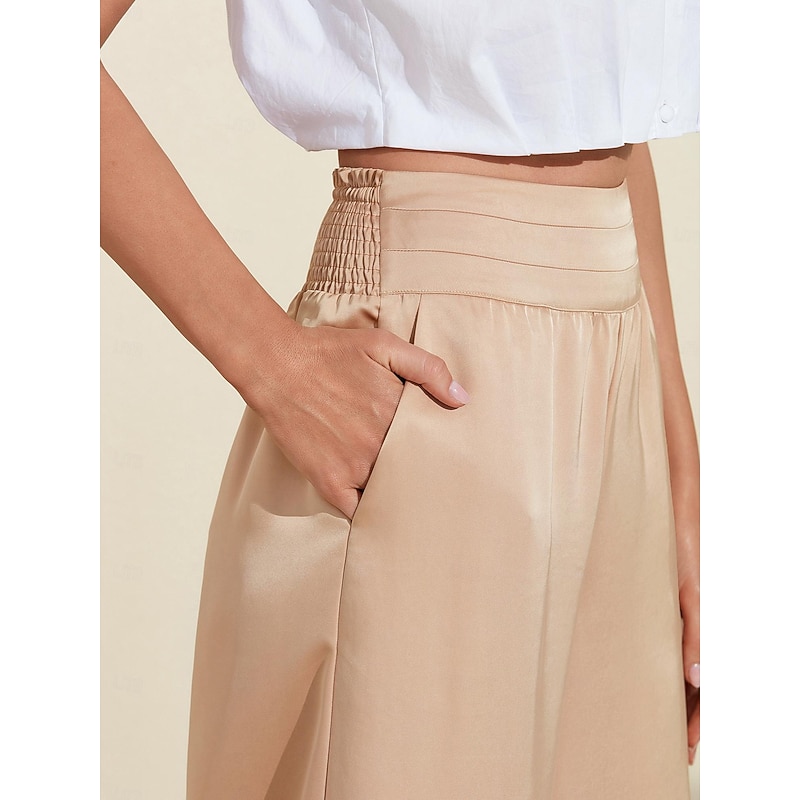 Casual Satin Wide Leg Trousers3