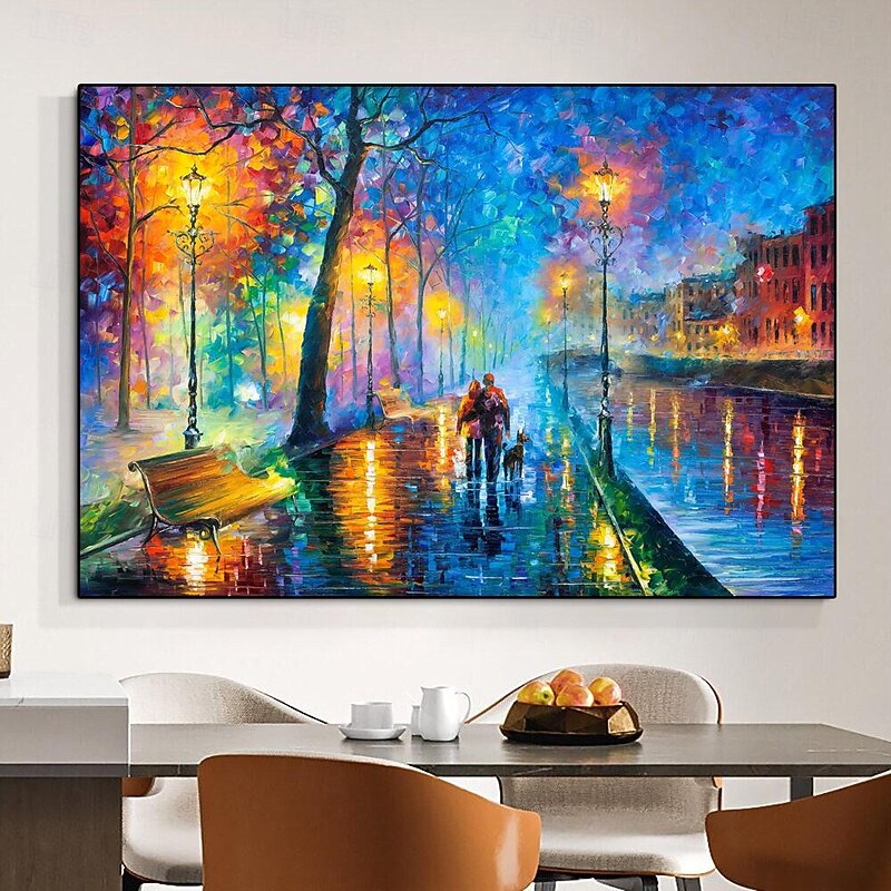 Large Romantic Artwork Giclee painting On Canvas hand painted  handmade Melody Of The Night oil painting Canvas Wall Art landscape wall painting for living room bedroom wall decoration3