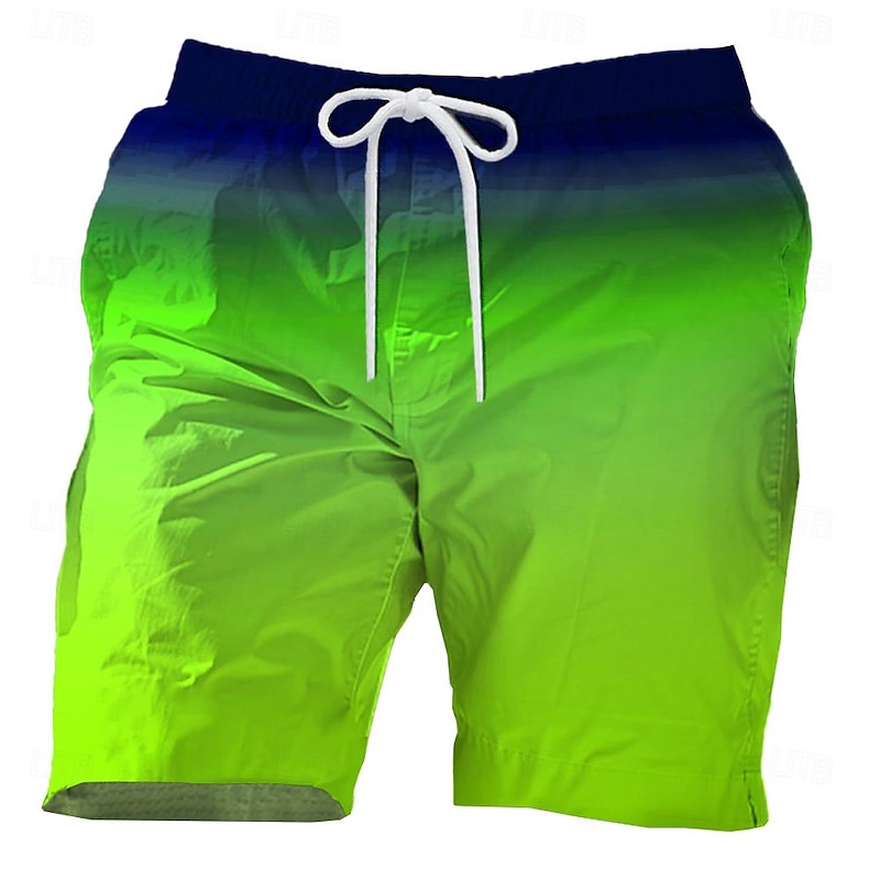 Men's Gradient Sweat Shorts Beach Shorts Terry Shorts Mid Waist Casual Athleisure Daily Holiday Streetwear Drawstring Elastic Waist 3D Print Designer Clothing Apparel4