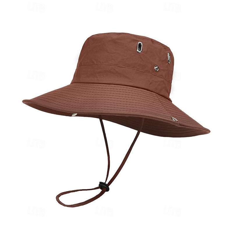 Men's Bucket Hat Sun Hat Fishing Hat Boonie hat Hiking Hat Black Deep Blue Polyester Travel Beach Outdoor Vacation Plain UV Sun Protection Sunscreen 18