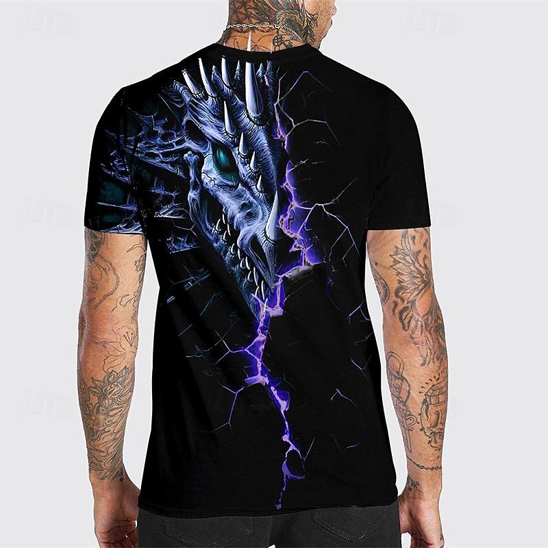 Men's Graphic Dragon T Shirt Short Sleeve T shirt 3D Print Crew Neck Shirt Designer Casual Street Style Sports Outdoor Holiday Going out Purple Brown Spring & Summer Clothing Apparel S M L XL 2XL 3XL3