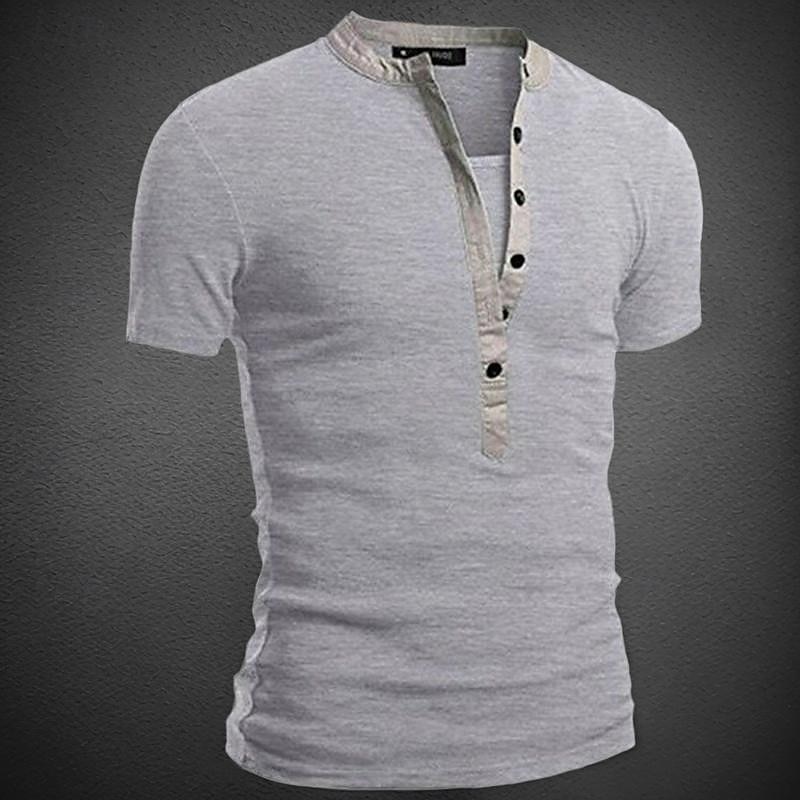 Men's Button T Shirt T Shirt Henley Shirt Tee Short Sleeve V Neck Spring & Summer Plain Fashion Designer Basic Vacation Street Going out Black White Navy Blue Top Tee for Men