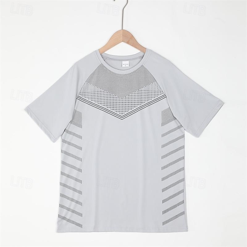 Men's Gym Shirt Sports T-Shirt Crew Neck Short Sleeve Sports & Outdoor Fitness Cycling / Bike Gym Soft Quick Dry Plain Silver Black Activewear Polyester Fashion Sport3