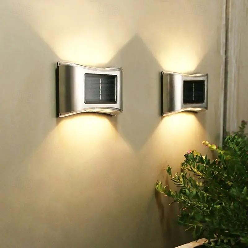 2/4pcs Solar Wall Light Up and Down Outdoor IP65 Waterproof LED Step Light Solar Fence Lights For Outdoor Yard Garden Lawn Patio Courtyard Fences Driveway Pathway Decoration3