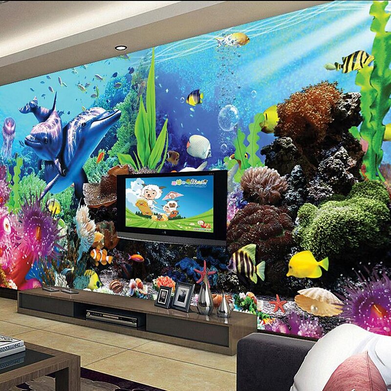 Cool Wallpapers Ocean Wallpaper Wall Mural Undersea Landscape Roll Sticker Peel Stick Removable PVC/Vinyl Material Self Adhesive/Adhesive Required Wall Decor for Living Room Kitchen Bathroom2