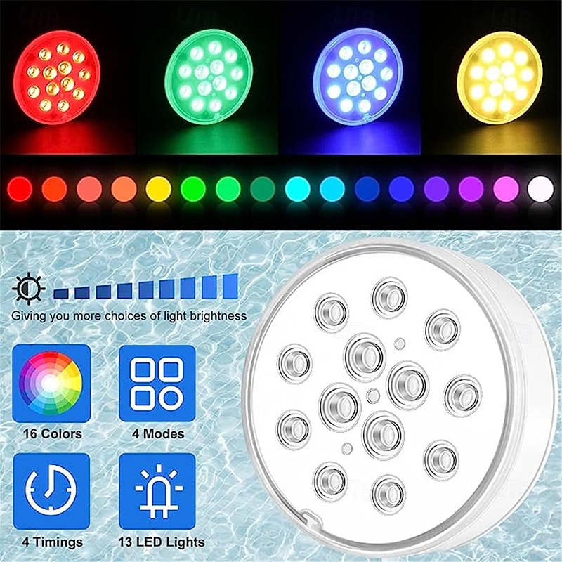 Rechargeable Submersible Pool Lights Bright Floating LED Lights, Underwater Lights Beautiful RGB for Swimming Pool, Hot Tub, Spa4