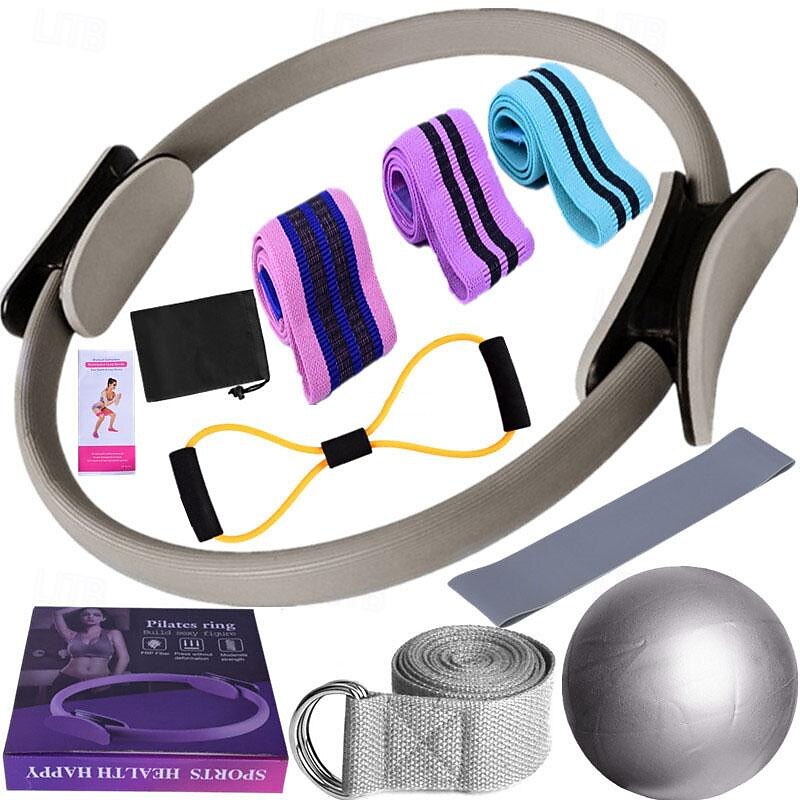 Yoga Fitness Eleven Piece Set with Ribbon Latex Silk Hip Ring Latex Elastic Ring Yoga Ball Stretching Band Pilates3