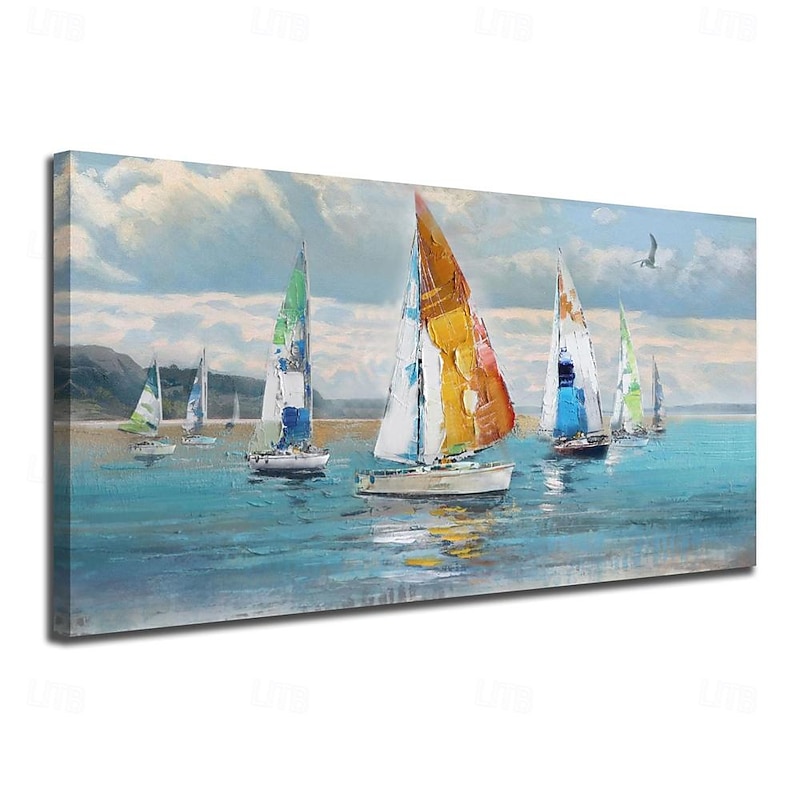 Handmade Oil Painting Canvas Wall Art Decoration Abstract Ocean Sailboat Sailing Landscape for Home Decor Rolled Frameless Unstretched Painting3