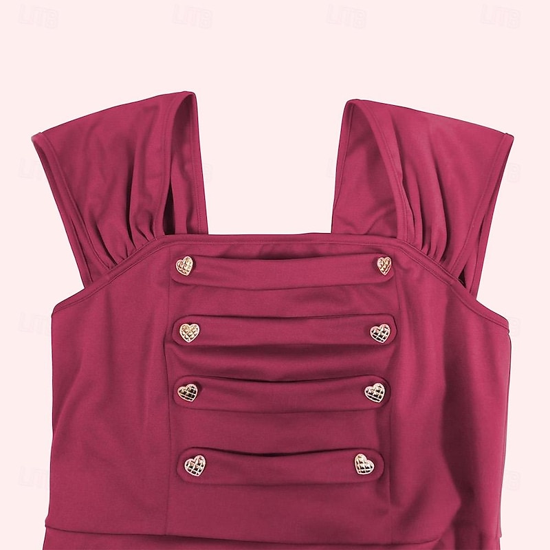 Retro Vintage 1950s A-line Midi Dress Swing Dress Flare Dress Solid Color Fancy Dress Women's Masquerade Masquerade Date Bachelorette Party Adults' Dress Homecoming Dresses Spring & Summer3