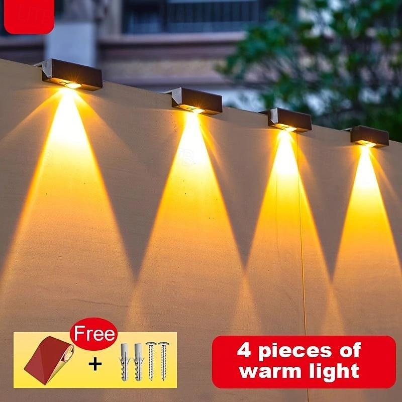 4/8 Pcs High brightness solar waterproof wall lamp, courtyard garden fence decorative wall lamp4