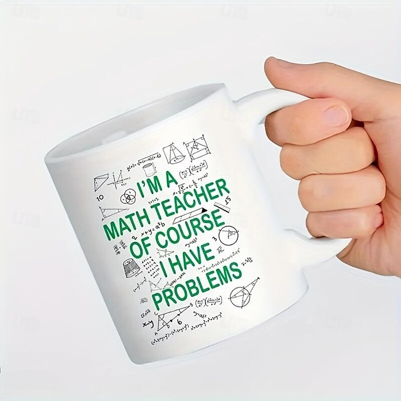 1pc Math Teacher Coffee Mug Ceramic Coffee Cups Water Cups Summer Winter Drinkware Birthday Gifts Holiday Gifts New Year Gifts Valentine's Day Gifts2