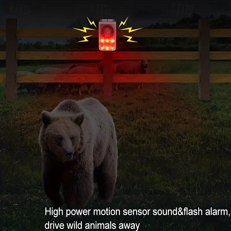 Solar Motion Sensor Alarm with Dog Barking & Gunshot Sound - 130dB Siren Security System with Remote Controller for Home, Farm, Yard, Chicken Coop, Villa2