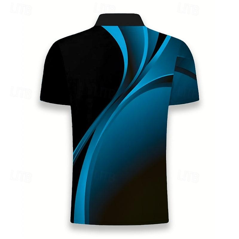 Men's Geometric Polo Shirts Golf Shirt Short Sleeve Polo Shirts Collared Shirts Business Casual Vacation Wear Formal Wear Festival Wear Buttons 3D Print Summer Blue Green Gray2