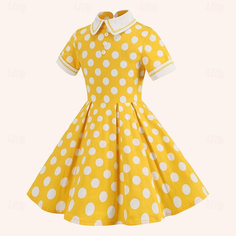 Retro Vintage 1950s Grease Outfits Rockabilly Midi Dress Swing Dress Flare Dress Polka dots Fancy Dress Women's Masquerade Masquerade Date Spring & Summer3