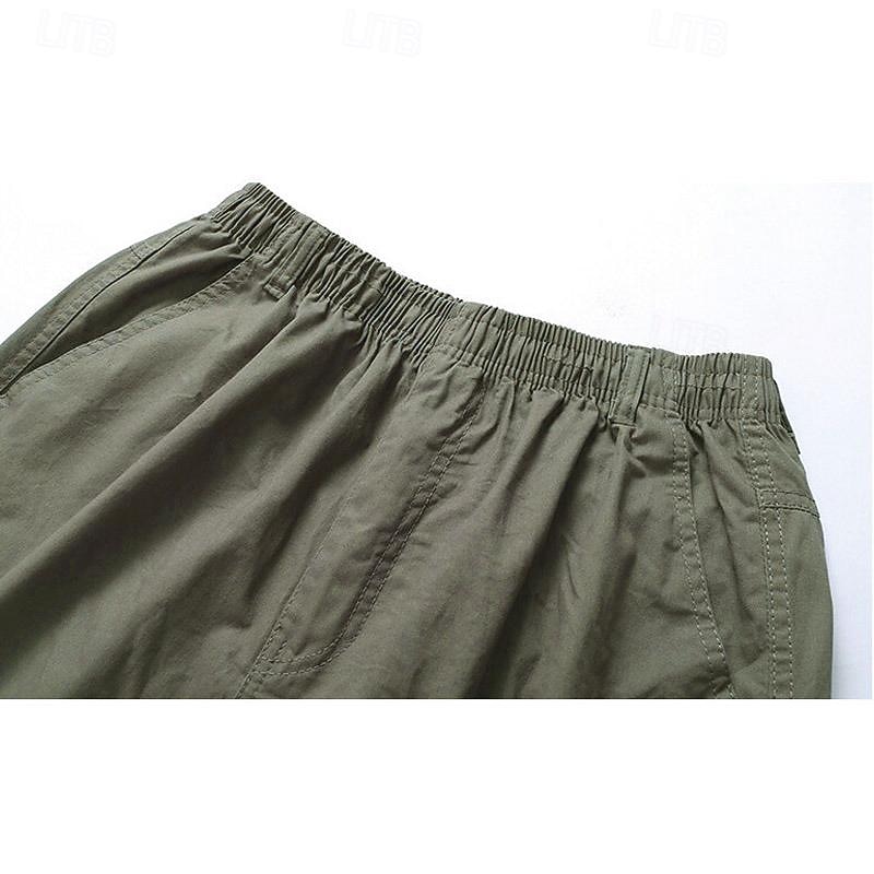 Men's Cargo Pants Cargo Trousers Trousers Drawstring Elastic Waist 6 Pocket Plain Comfort Outdoor Daily Going out 100% Cotton Fashion Streetwear Black Yellow3