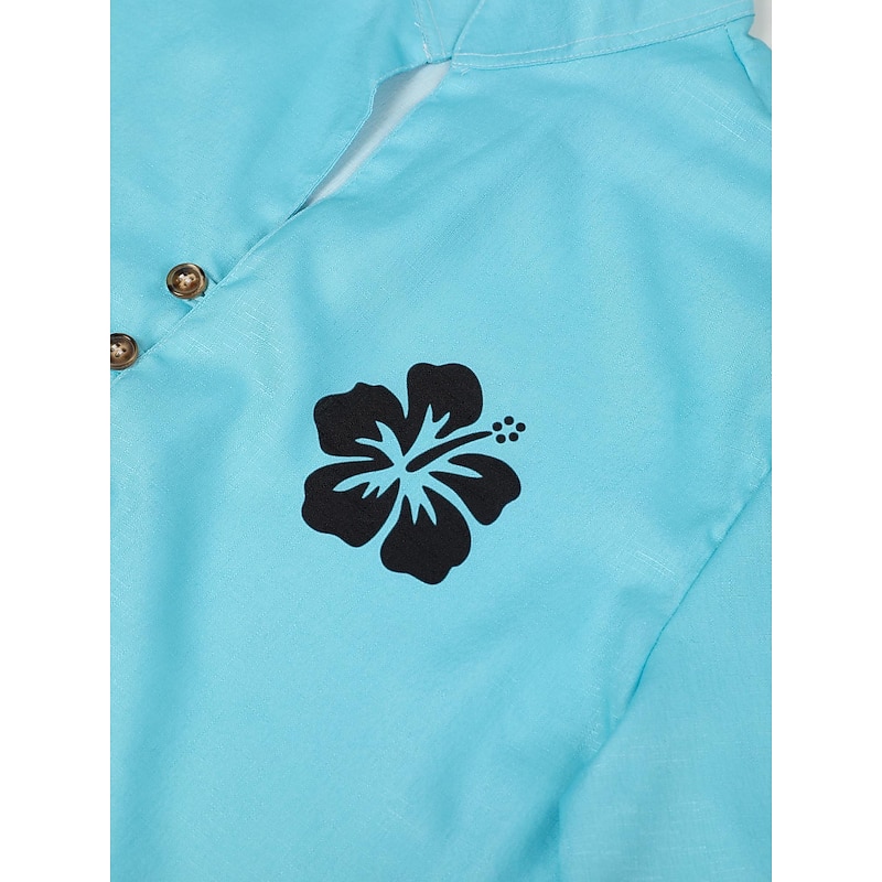 Men's Floral Tropical Flowers Summer Hawaiian Shirt Aloha Shirt Printed Shirts Short Sleeves Shirt Standing Collar Hawaiian Resort Outdoor Vacation Daily Wear Blue Green Light Blue S M L4