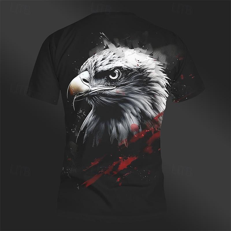 Men's Graphic Animal Eagle T Shirt Tee Top Short Sleeve T shirt 3D Print Crew Neck Shirt Daily Casual Street Style Sports Outdoor Holiday Going out Black Dark Gray Spring & Summer Clothing Apparel S3